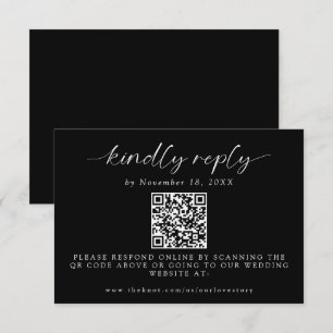 Cartão RSVP Depois de Casar, o Código QR Mínimo responde genti