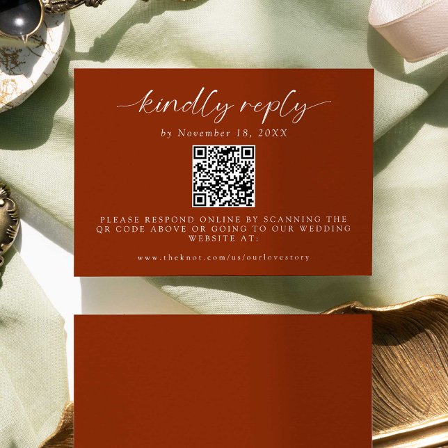 Cartão RSVP Depois de Casar, o Código QR Mínimo responde genti (Criador carregado)