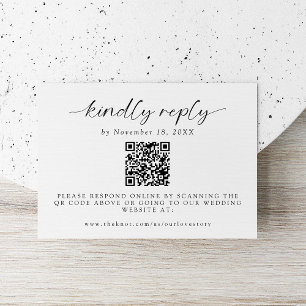 Cartão RSVP Depois de Casar, o Código QR Mínimo responde genti