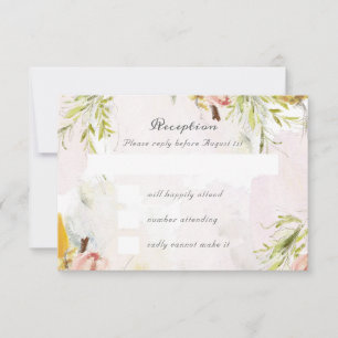 Cartão RSVP Desenhado no Casamento de Tintas de Óleo de Primav
