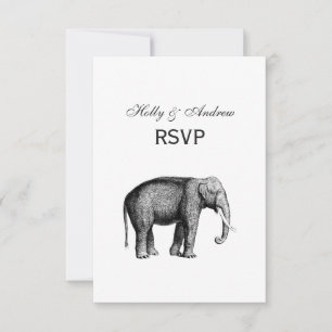 Cartão RSVP Desenho de elefante de vinheta