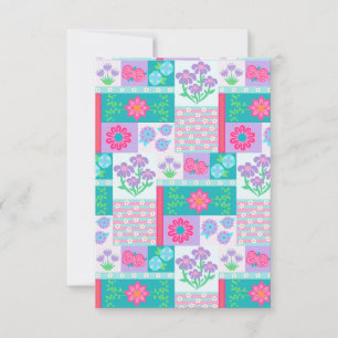 Cartão RSVP Desenho de Flores Vibrantes em Flor