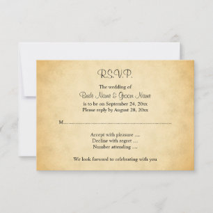 Cartão RSVP Desenho de Padrão de Pergaminho Casamento