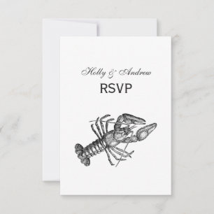 Cartão RSVP Desenho do Lagostim Vintage #1