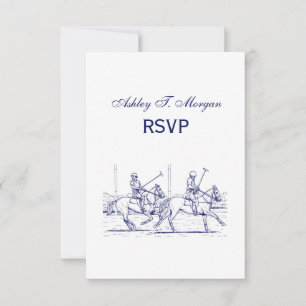 Cartão RSVP Desenho Estilizado Vintage de Partida de Polo #2 A