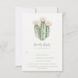 Cartão RSVP Desert Rosa Cactus | Responder gentilmente | Opçõe