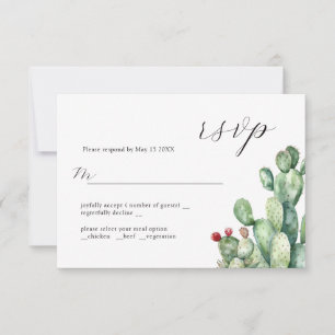 Cartão RSVP Design de Casamento Cactus