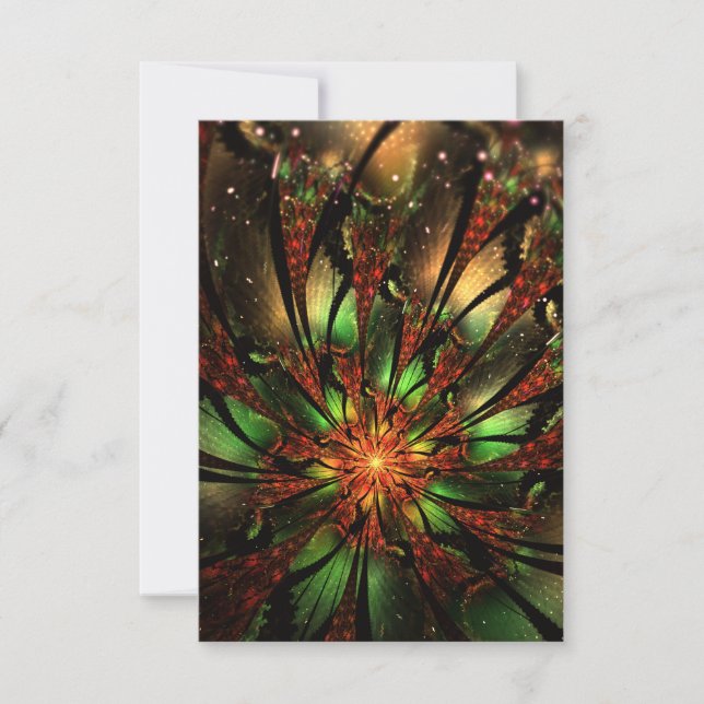 Cartão RSVP design de flor fractal abstrato. (Frente)