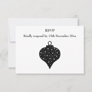 Cartão RSVP Design de Natal Negro e Branco.