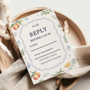 Cartão RSVP Design Floral de Frutas Mediterrâneo Responsivo