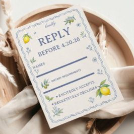 Cartão RSVP Design Floral de Limão Mediterrâneo