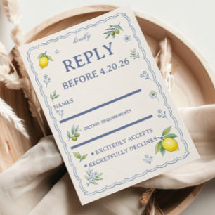 Cartão RSVP Design Floral de Limão Mediterrâneo