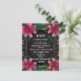 Cartão RSVP Design floral elegante com cores vibrantes