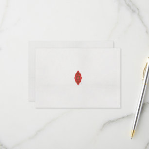 Cartão RSVP design vermelho e castanho sobre fundo branco