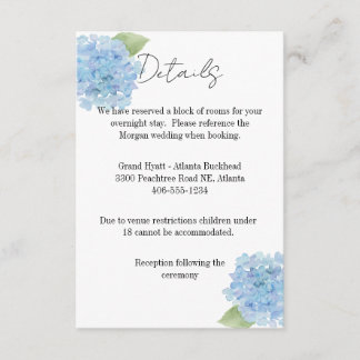 Cartão RSVP Details Card Wedding Hydrangea