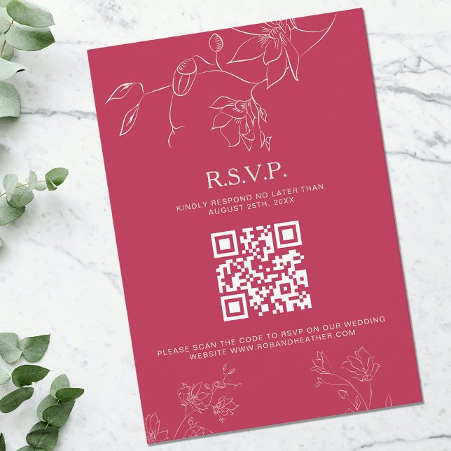 Cartão RSVP Detalhe de Casamento Botânico Floral de Boho Rosa  (Criador carregado)