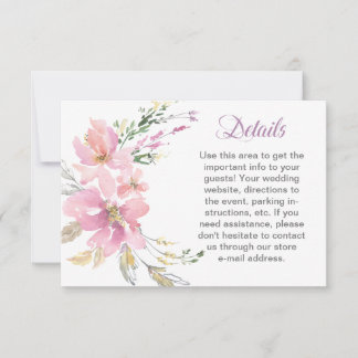 Cartão RSVP Detalhe de Casamento Floral de Aquarela com Lavand