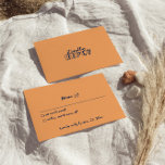 Cartão RSVP Detalhes Coloridos Retro Modernos do Casamento à M<br><div class="desc">Um simples e elegante cartão de casamento retro e marrom arenoso e azul. Isso tem um moderno fundo castanho cor-de-laranja-claro,  com escrita à mão com um roteiro azul oxford. Minimalista e chique com letras arrojadas e retrógradas. Tudo é editável clicando no botão personalizar.</div>