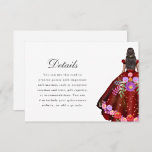 Cartão RSVP Detalhes da Quinceanera Floral bonito Red Fiesta