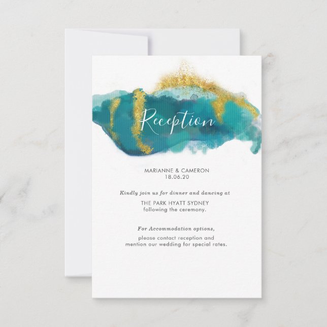 Cartão RSVP Detalhes da Recepção de casamento de aquarela do o (Frente)