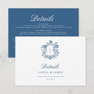 Cartão RSVP Detalhes de Casamento com Brasão Floral Personaliz