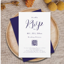 Cartão RSVP Detalhes de Casamento com Elegante Escrita Azul-Ma