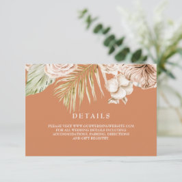 Cartão RSVP Detalhes de Casamento de Flores Secas Terracota Bo