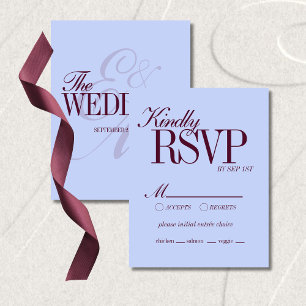 Cartão RSVP Detalhes de Casamento Formal Luxuoso Periwinkle e 