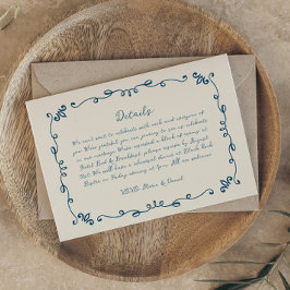 Cartão RSVP Detalhes de Casamento Ilustrado Manuscrito Whimsic