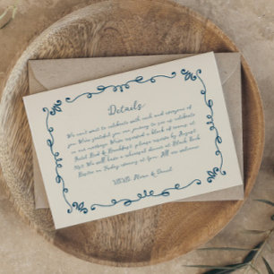 Cartão RSVP Detalhes de Casamento Ilustrado Manuscrito Whimsic