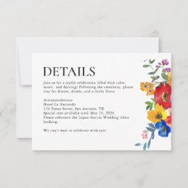 Cartão RSVP Detalhes do Casamento Colorido Floral Fiesta no Mé