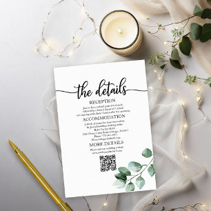 Cartão RSVP Detalhes do Casamento com Eucalipto Verde QR