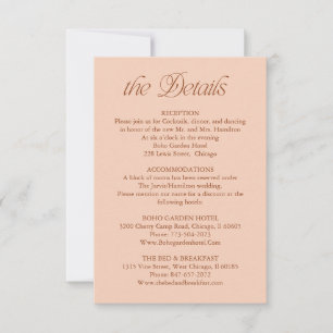 Cartão RSVP Detalhes do Casamento com Pêssego Informações Cart