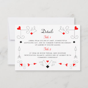 Cartão RSVP Detalhes do Casamento de Corações e Diamantes de V