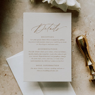 Cartão RSVP Detalhes do Casamento de Ivory e Caligrafia Dourad