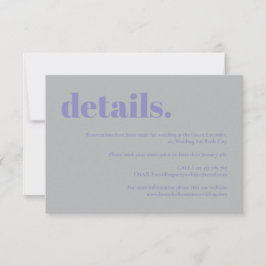 Cartão RSVP detalhes do casamento de prata de lavanda simples
