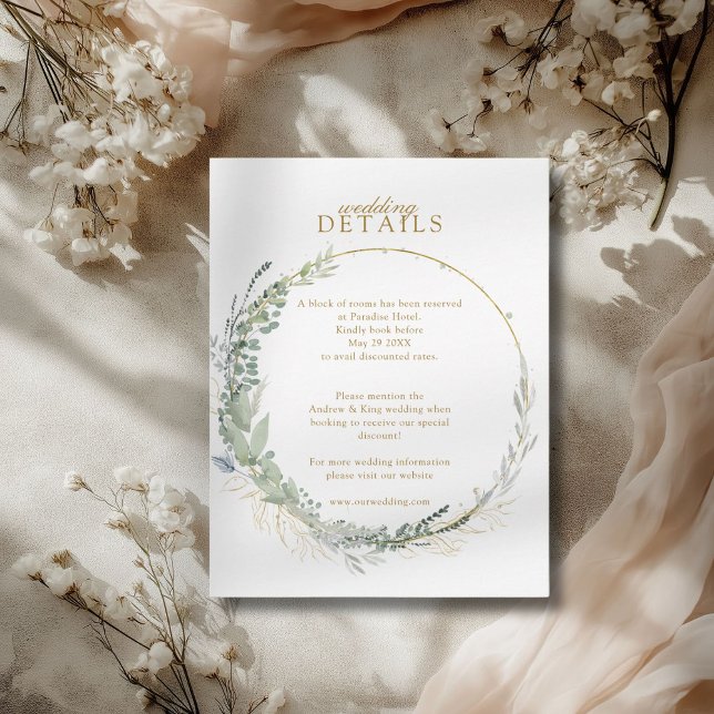 Cartão RSVP Detalhes do Casamento Eucalyptus Elegante Moderno  (Modern Elegant Eucalyptus Wedding Details RSVP Card)