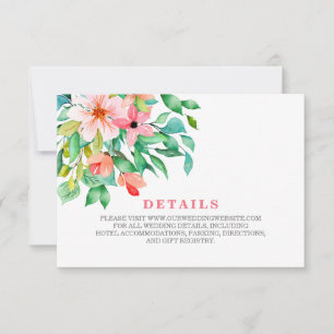 Cartão RSVP Detalhes do casamento na praia com flores tropicai