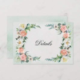 Cartão RSVP Detalhes do casamento | Placa de Rosa de Aquarela