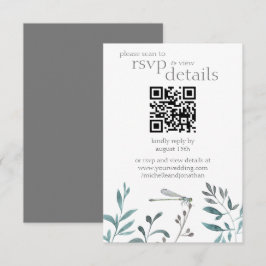 Cartão RSVP Detalhes do Código QR de Casamento de Dragonfly Mo