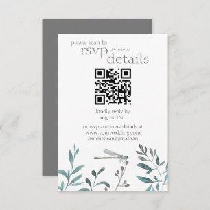 Cartão RSVP Detalhes do Código QR de Casamento de Dragonfly Mo