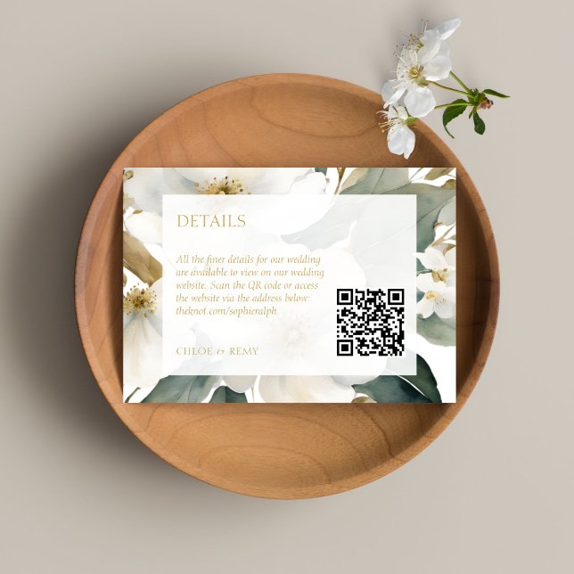 Cartão RSVP Detalhes do Código QR de Casamento de Folhagem de  (Criador carregado)