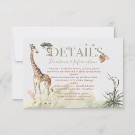 Cartão RSVP Detalhes e ficha informativa do Casamento Selvagem