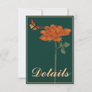 Cartão RSVP Detalhes Verdes da Floresta de Monarca Borboleta D