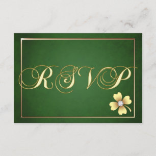 Cartão RSVP Dia de São Patrício Celular Do Shamrock Dourado Rs