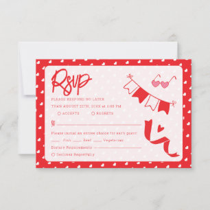 Cartão RSVP Dia dos Namorados Corações Felizes Padrão de Amor