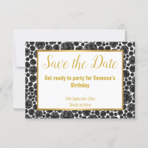 CARTÃO RSVP DIAMANTE DE OURO PRETO ELEGANTE SALVE A DATA