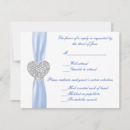Cartão RSVP Diamond Heart Blue Wedding Response Card