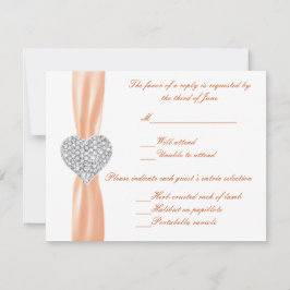 Cartão RSVP Diamond Heart Orange Wedding Response Card
