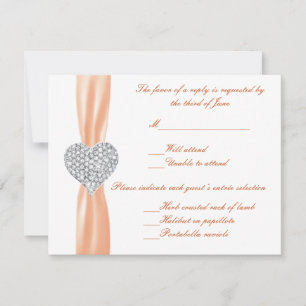 Cartão RSVP Diamond Heart Orange Wedding Response Card